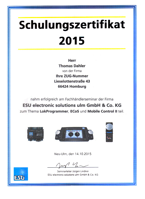 Fachhndlerschulung - ESU Electronic 2015 -
